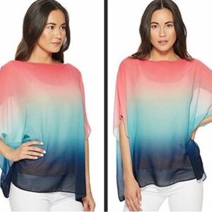 Trina Turk top Marlette Top Rainbow Ombre' Poncho M/L